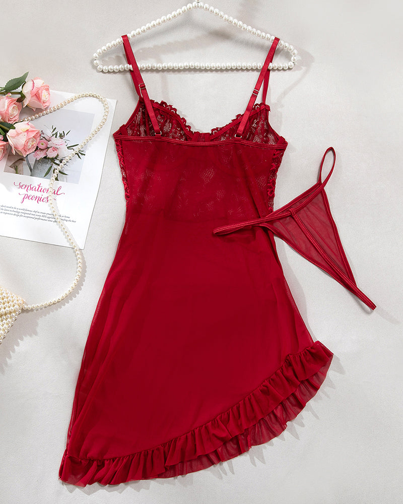 Floral Embroidery Mesh Lingerie Set Avidlove-Chemises - Tophatter Daily Deals