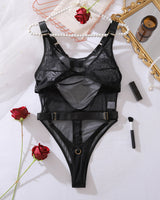 Sheer Double Mesh Cross Back Bodysuits Black Avidlove-Bodysuits - Tophatter Daily Deals