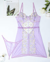 Lace Embroidered Florals Heart Back Dress Purple Avidlove-Chemises - Tophatter Daily Deals