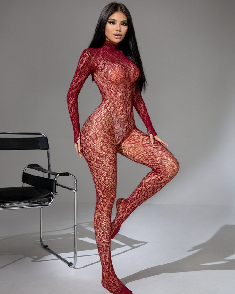 Stretchy Sheer Full Body Bodystockings Wine Red One Size (fits 88-166lb) Avidlove-Bodysuits - Tophatter Daily Deals