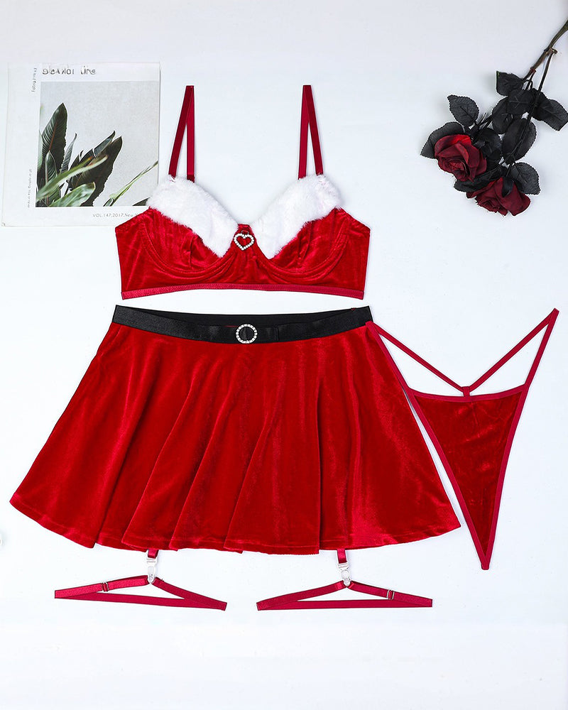 Christmas Santa Claus Lingerie Sets Red Avidlove-Skirt Set - Tophatter Daily Deals