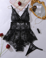 Deep V Neck Mini Eyelash Bodysuits Black Avidlove-Bodysuits - Tophatter Daily Deals