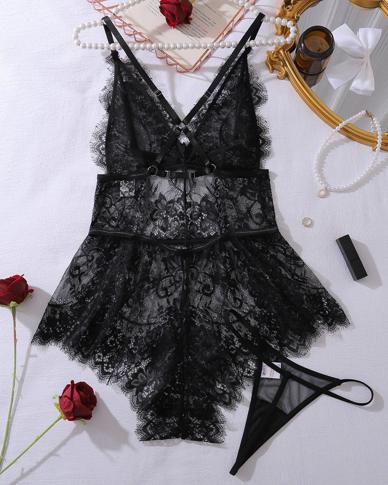 Deep V Neck Mini Eyelash Bodysuits Avidlove-Bodysuits - Tophatter Daily Deals