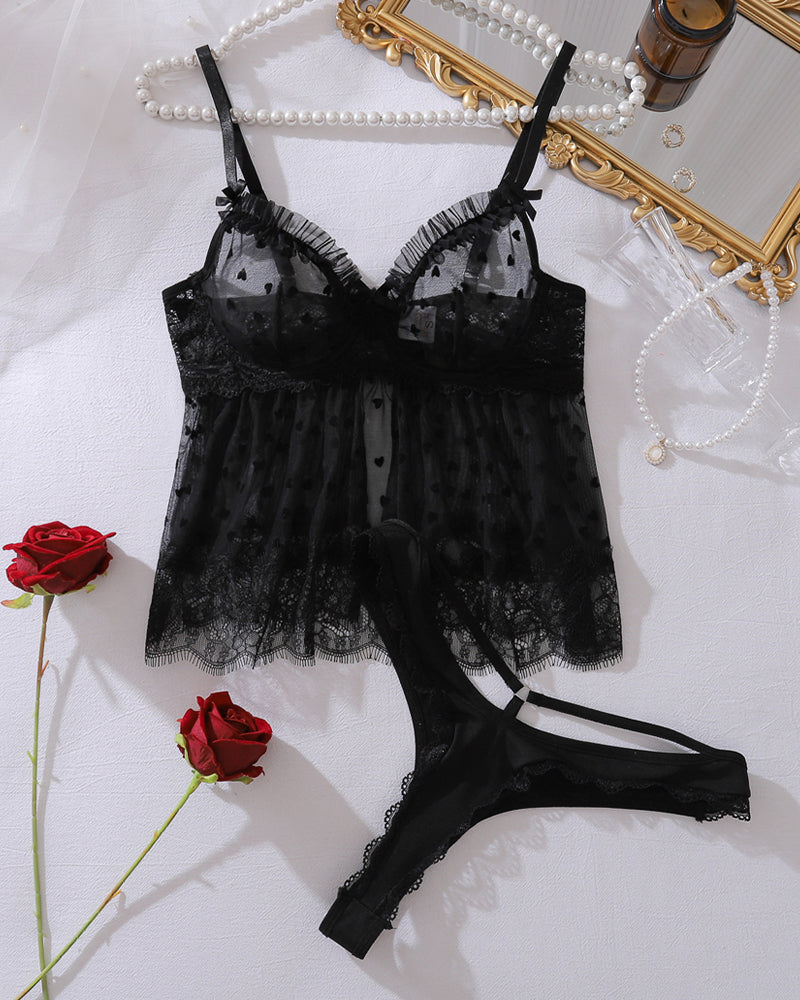 Mesh Sheer Tank Tops Panty Sets Black Avidlove-Pajamas Sets - Tophatter Daily Deals