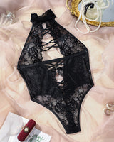 Crossstrap Lace Erotic Bodysuit Black Avidlove-Bodysuits - Tophatter Daily Deals