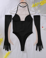 Plunging Nude Mesh Panel Bodysuit Avidlove-Bodysuits - Tophatter Daily Deals