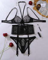 Eyelash Lace Halterneck Lingerie set Black Avidlove-Corset - Tophatter Daily Deals