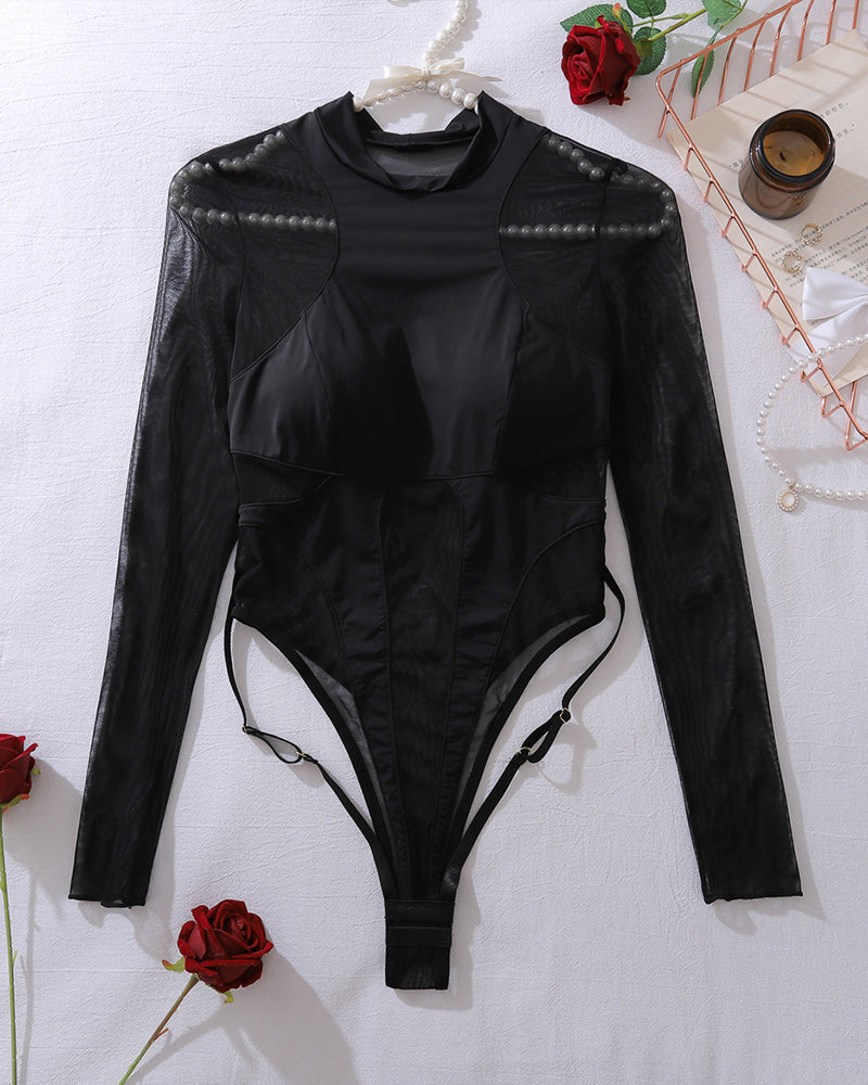 Mesh Sheer Hollow out Bodysuit Black Avidlove-Bodysuits - Tophatter Daily Deals