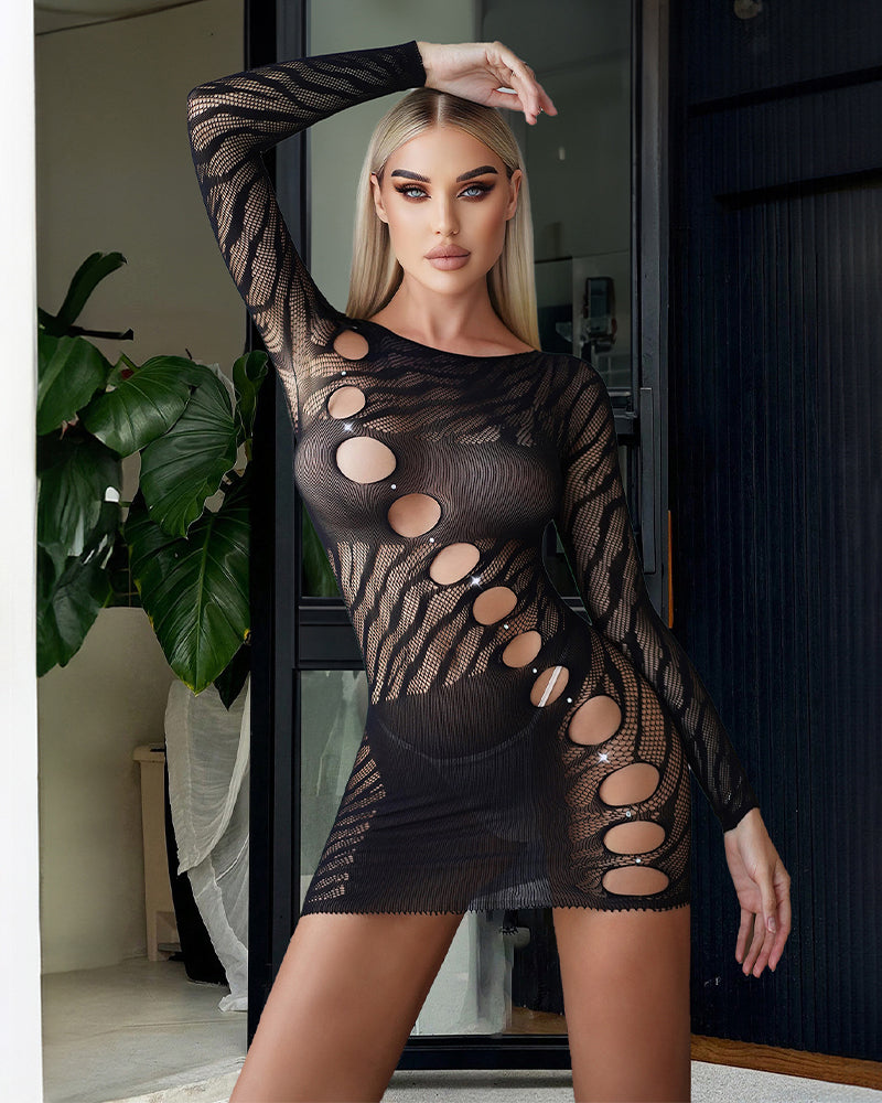 Hollow Rhinestones Bodycon Mini Dresses Avidlove-Chemises - Tophatter Daily Deals