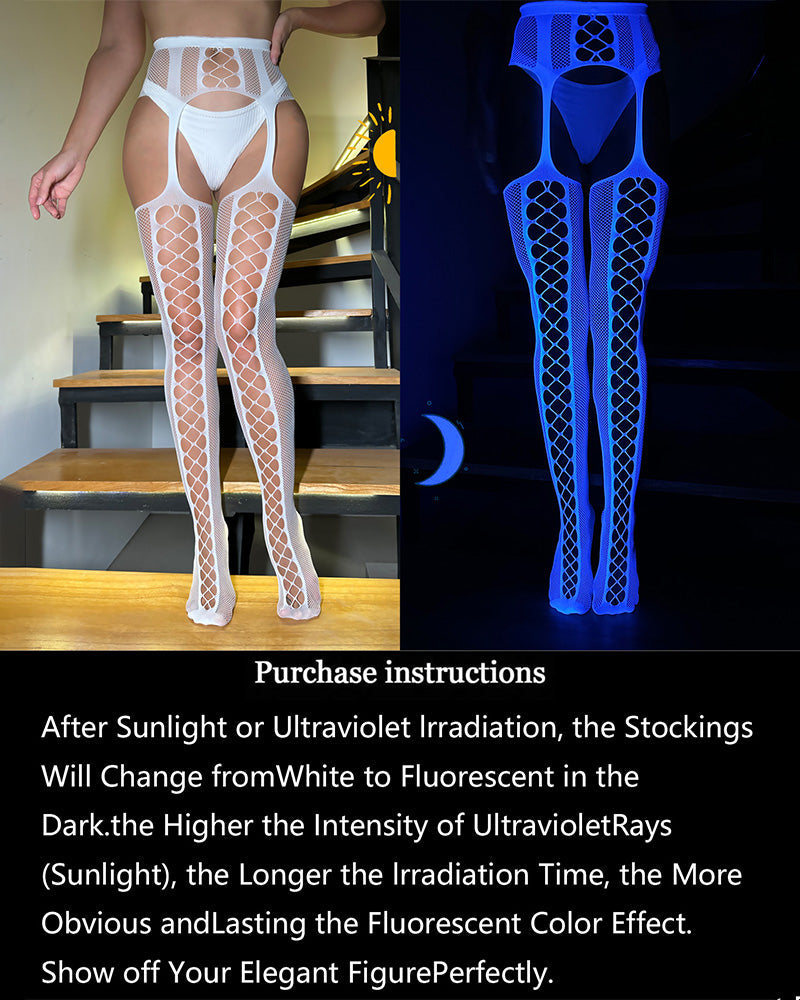 Crotchless Luminous Lace Garter Stockings Accessories - Tophatter Daily Deals