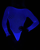 Luminous Blue Long Sleeve Fishnet Bodysuits Avidlove-Bodysuits - Tophatter Daily Deals