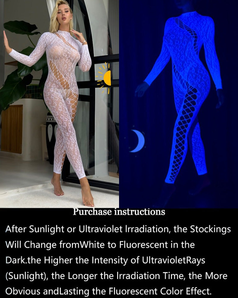 Glow In The Dark Blue Fishnet Body Stockings Avidlove-Bodysuits - Tophatter Daily Deals