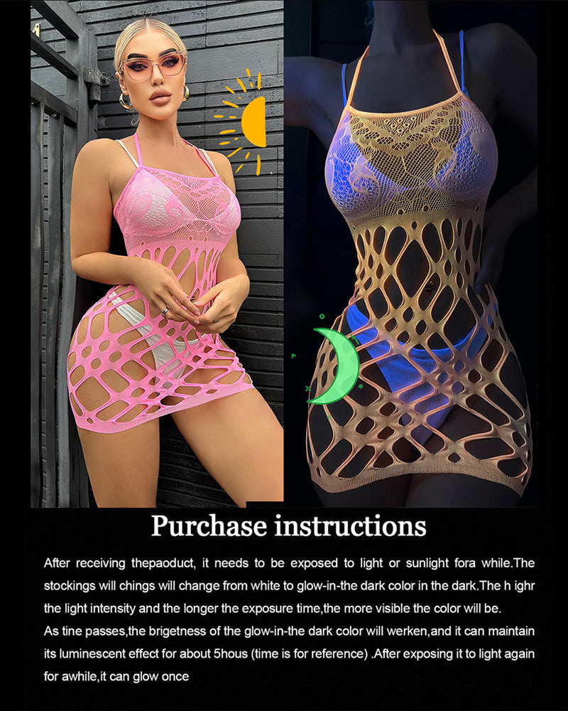 Glow in the Dark Fishnets Mini Dress Avidlove-Chemises - Tophatter Daily Deals