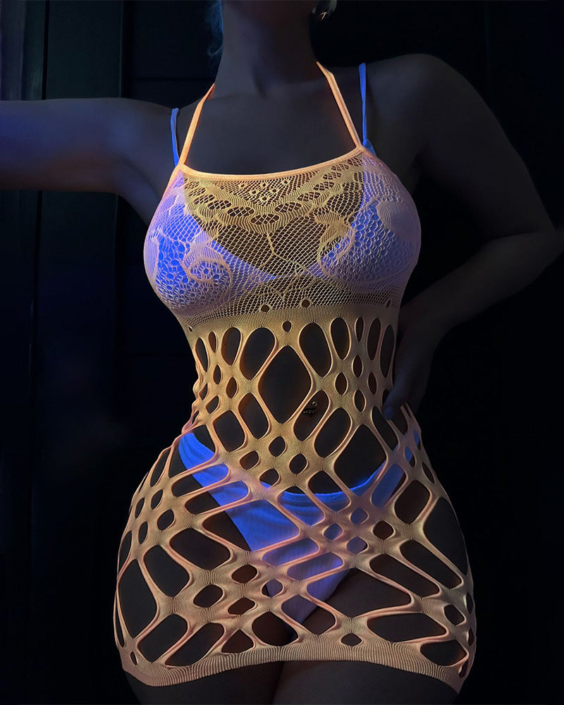 Glow in the Dark Fishnets Mini Dress Avidlove-Chemises - Tophatter Daily Deals