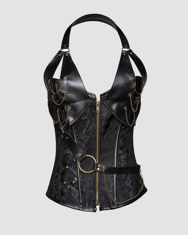Lace-up 4 Steel Bone Leather Corset Black Avidlove-Bustiers - Tophatter Daily Deals