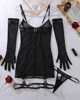 Sheer Mesh Slip Dress with Gloves Avidlove-Chemises - Tophatter Daily Deals