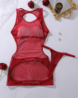 Mesh Backless Crotchless Mini Dress Wine Red Avidlove-Chemises - Tophatter Daily Deals