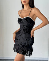 Retro Velvet Ruffle Mesh Dress Avidlove-Dresses - Tophatter Daily Deals