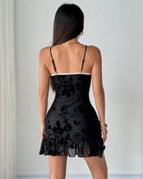 Retro Velvet Ruffle Mesh Dress Avidlove-Dresses - Tophatter Daily Deals