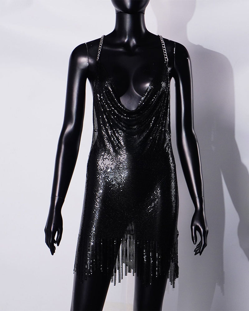 Metallic Patchwork Backless Dress Black One Size Avidlove-Chemises - Tophatter Daily Deals