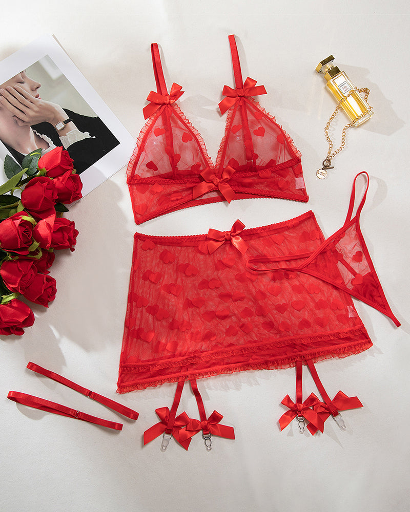 Red Heart Mesh Skirt Set Red Avidlove-Skirt Set - Tophatter Daily Deals