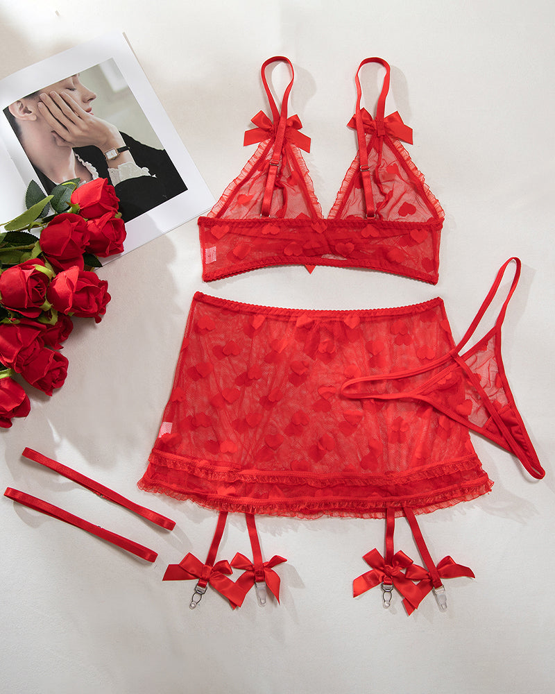 Red Heart Mesh Skirt Set Avidlove-Skirt Set - Tophatter Daily Deals