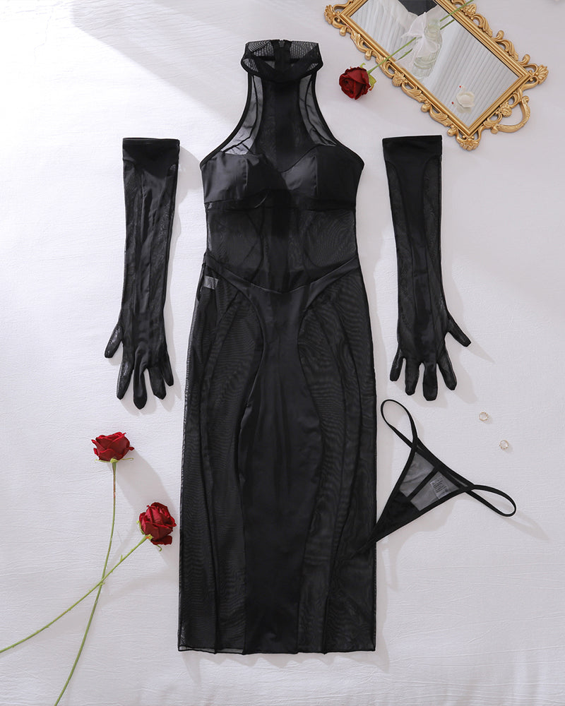 Sheer Mesh Dress with Gloves Avidlove-Nightgown - Tophatter Daily Deals