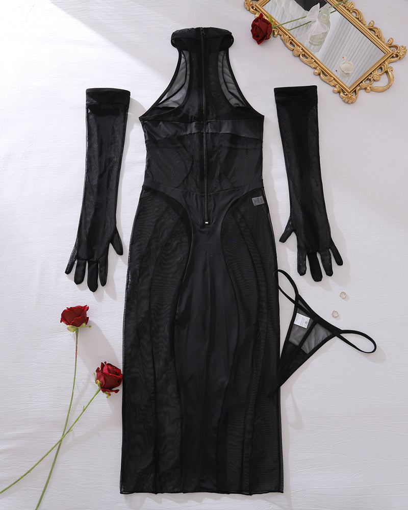 Sheer Mesh Dress with Gloves Avidlove-Nightgown - Tophatter Daily Deals