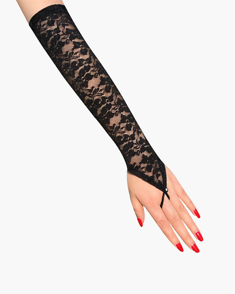 Lace Black Fingerless Floral Gloves Avidlove-Accessory - Tophatter Daily Deals