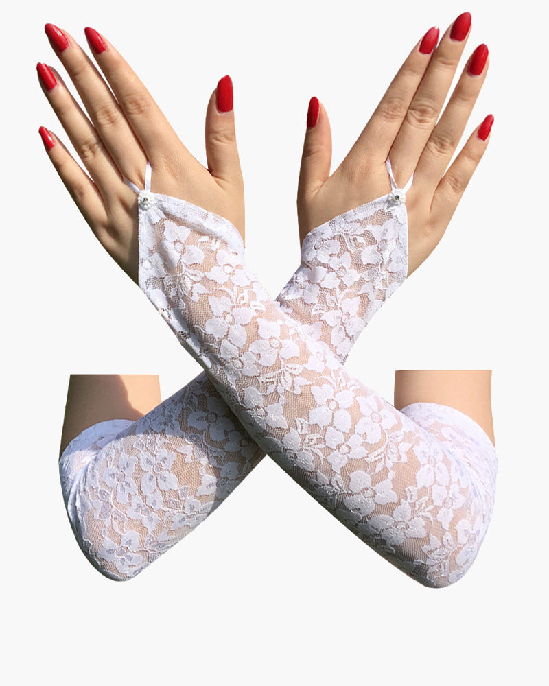Lace Black Fingerless Floral Gloves Avidlove-Accessory - Tophatter Daily Deals