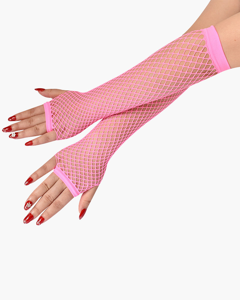Lace Fingerless Mesh Fishnet Gloves Pink One Size Avidlove-Accessory - Tophatter Daily Deals