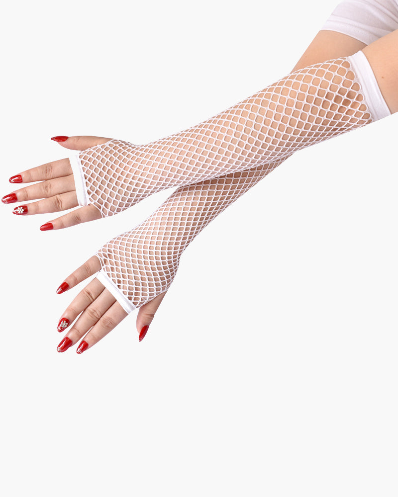 Lace Fingerless Mesh Fishnet Gloves White One Size Avidlove-Accessory - Tophatter Daily Deals