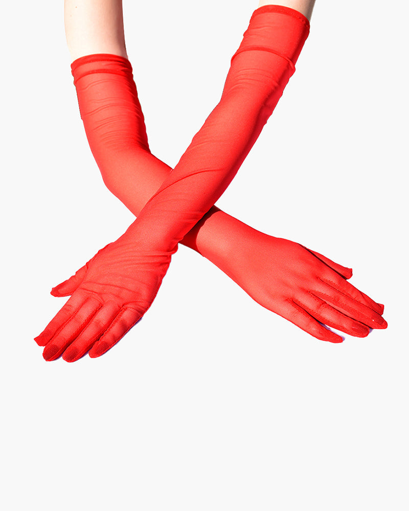 Long Stretchy Elbow Length Gloves Red One Size Avidlove-Accessory - Tophatter Daily Deals