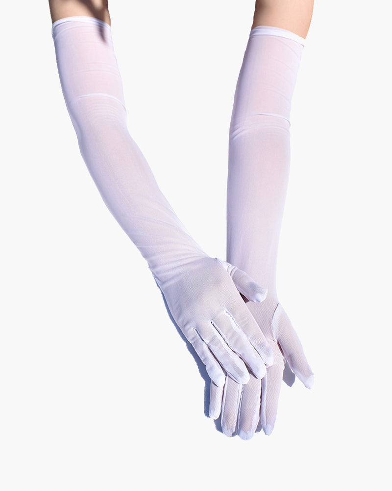 Long Stretchy Elbow Length Gloves White One Size Avidlove-Accessory - Tophatter Daily Deals