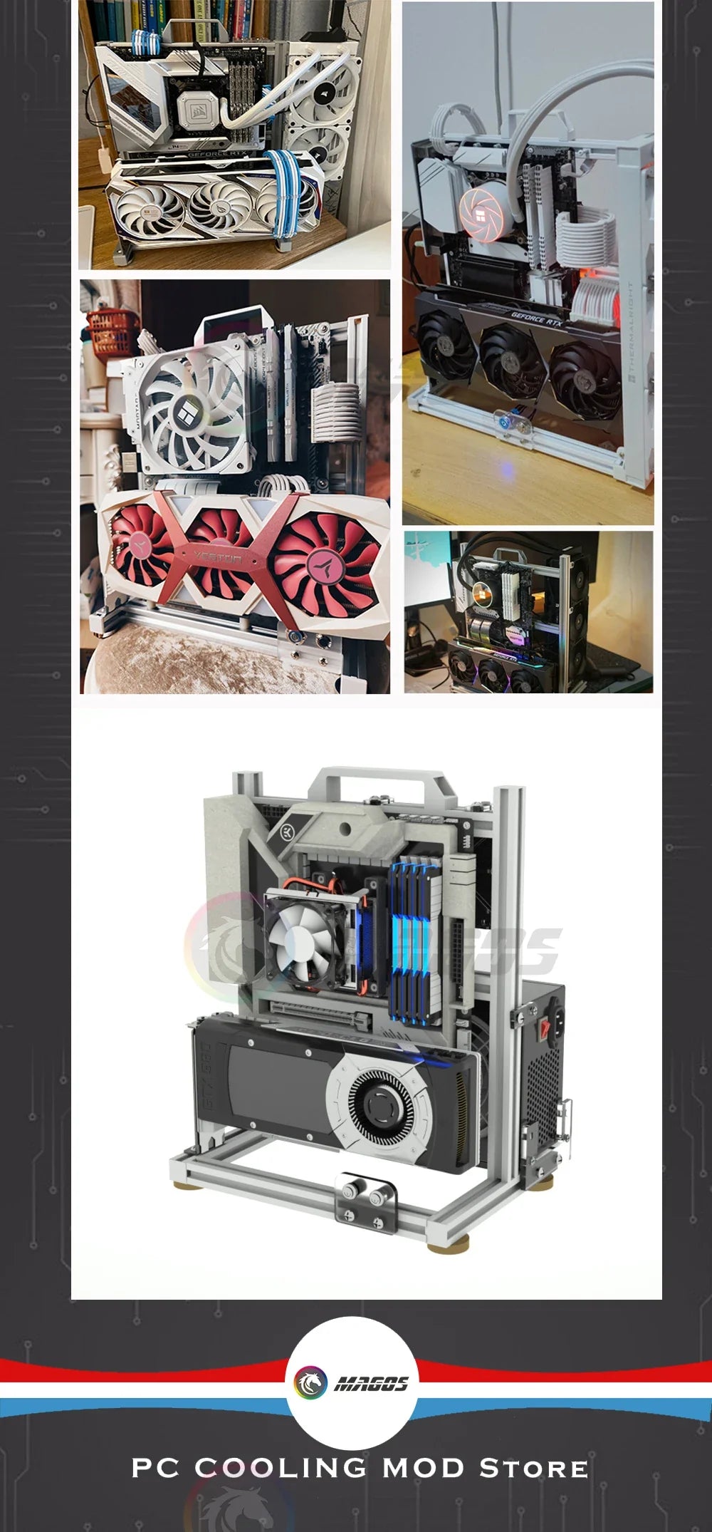 Open Frame PC Case Modular ATX MATX ITX Aluminum Rack - Tophatter Daily Deals