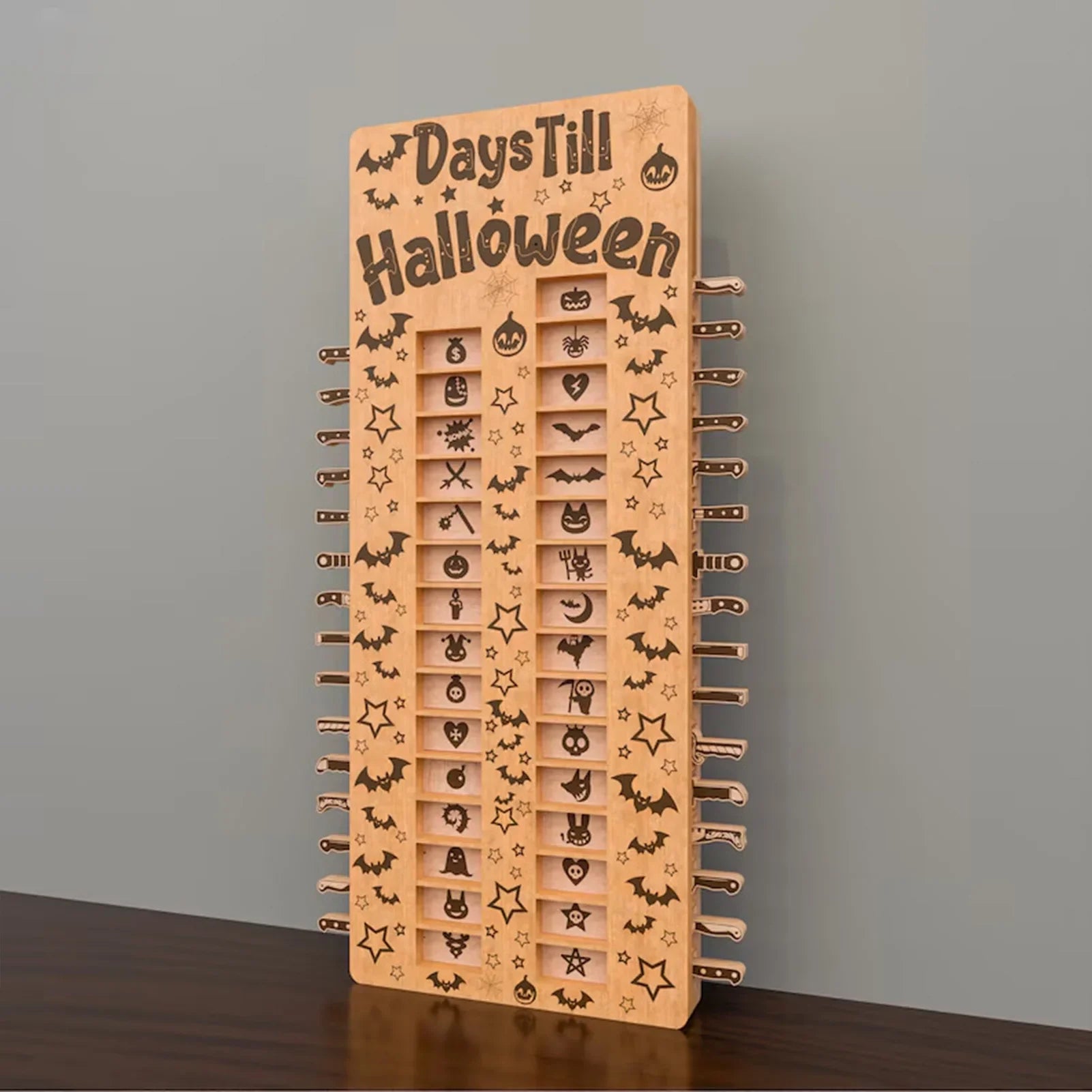 Wooden Halloween Advent Calendar 31 Day Countdown Craft - Tophatter Daily Deals
