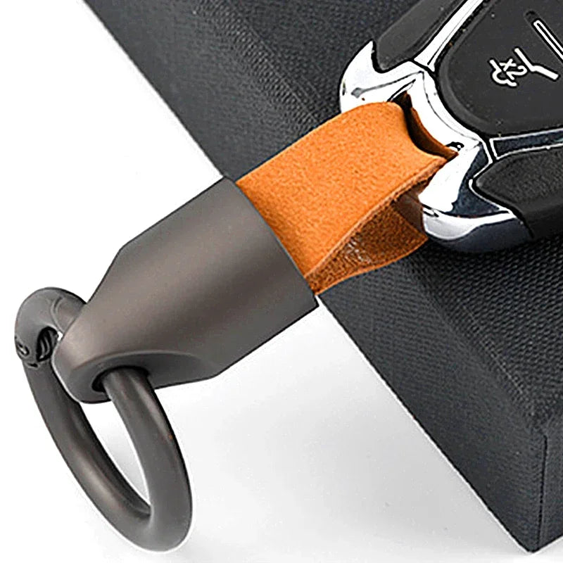 Cowhide Leather Keychain Carabiner Ring Everyday Carry - Tophatter Daily Deals