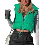 Warm Women’s Puffer Vest - Cropped Boxy, Polyester, Winter - Tophatter Daily Deals