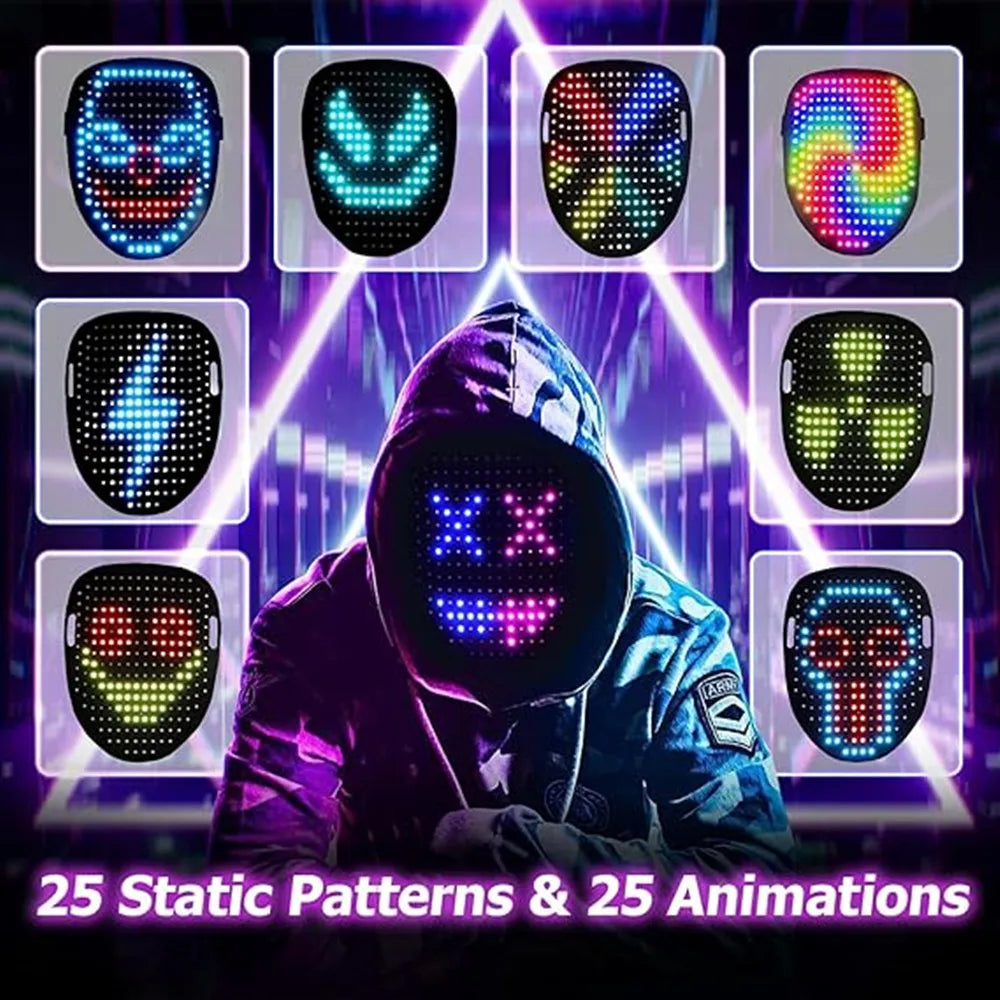 LED Mask Gesture Sensing Light Up Face Mask Halloween 2025 - Tophatter Daily Deals