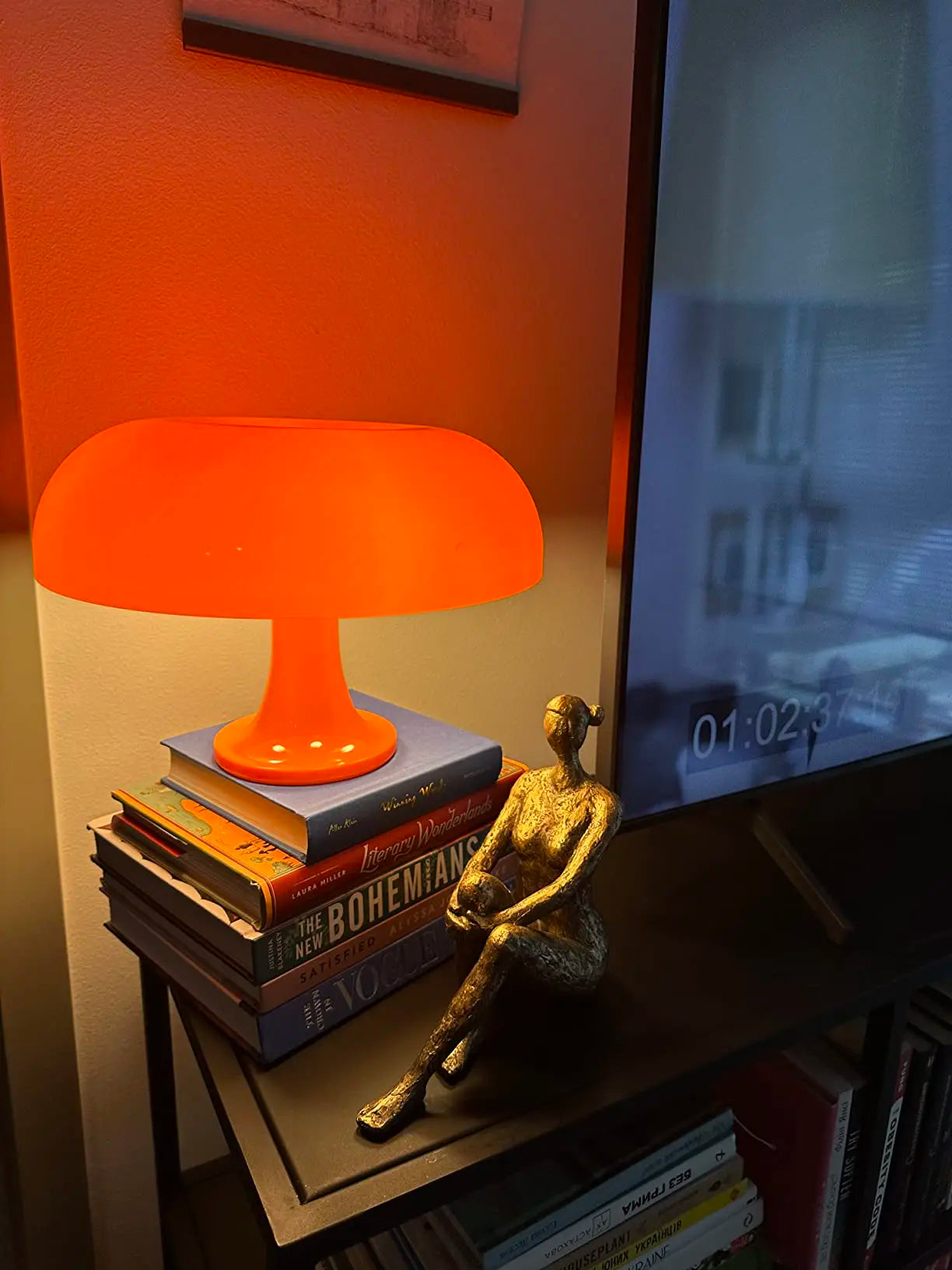 Japandi LED Mushroom Table Lamp Ivory Minimalist Bedside Lighting - Tophatter Daily Deals