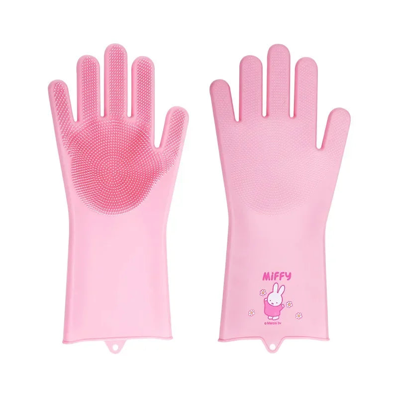 Miffy Silicone Kitchen Washing Up Gloves Pink Animals - Tophatter Daily Deals
