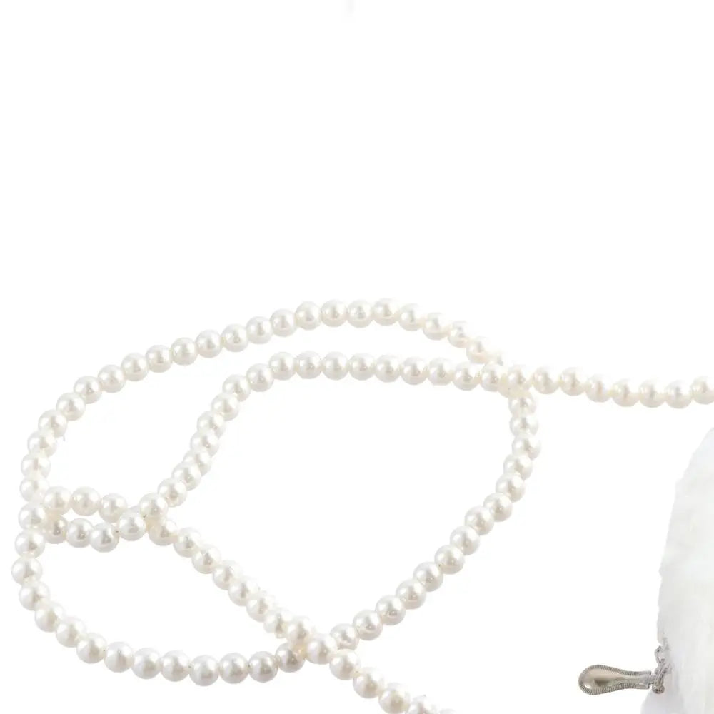 Faux Fur Fluffy White Bag Crossbody Handbag Pearl Strap Mythical - Tophatter Daily Deals