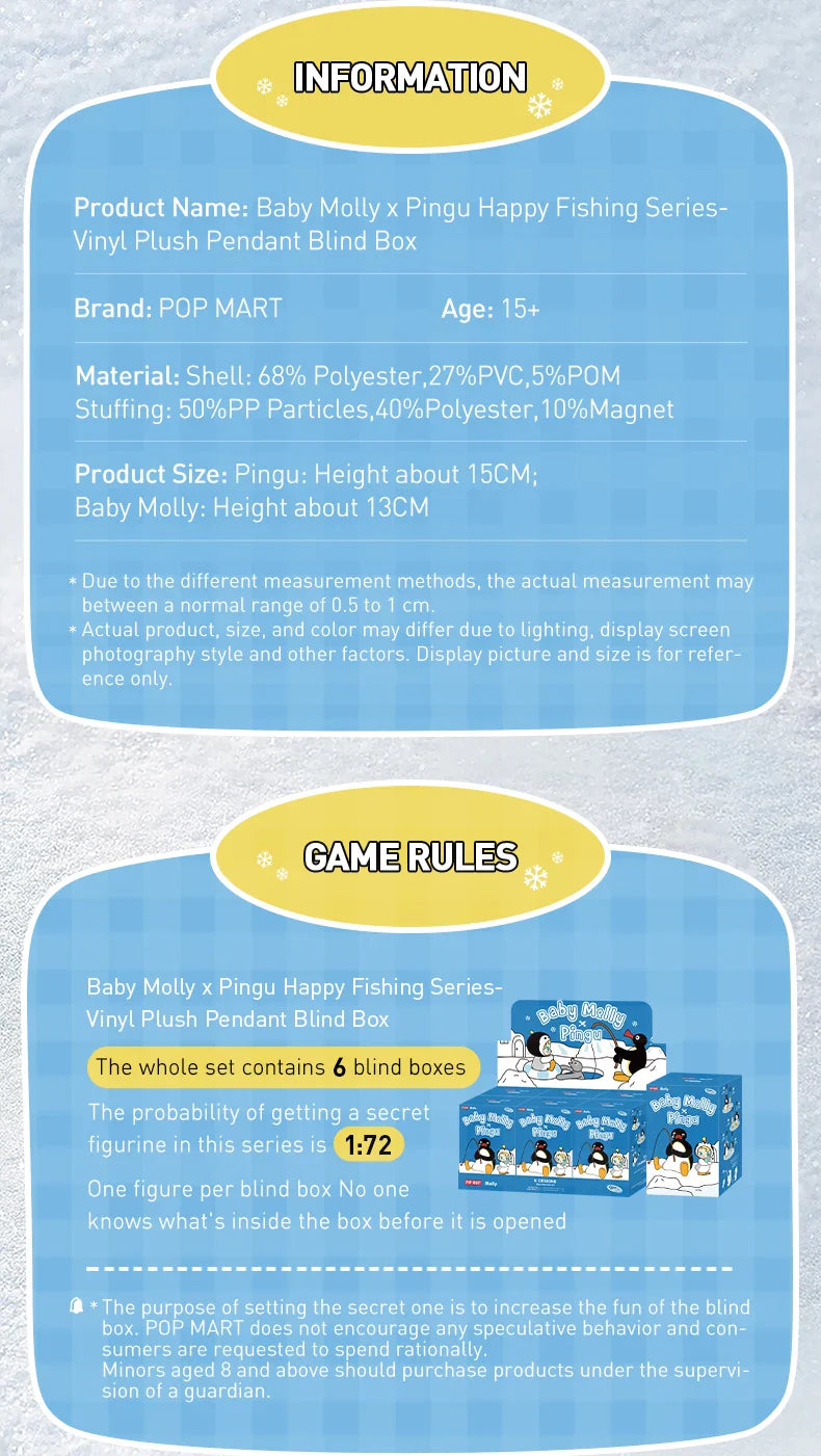Genuine Pop Mart Baby Molly × Pingu Happy Fishing Series Vinyl Pendant Blind Box Animals - Tophatter Daily Deals