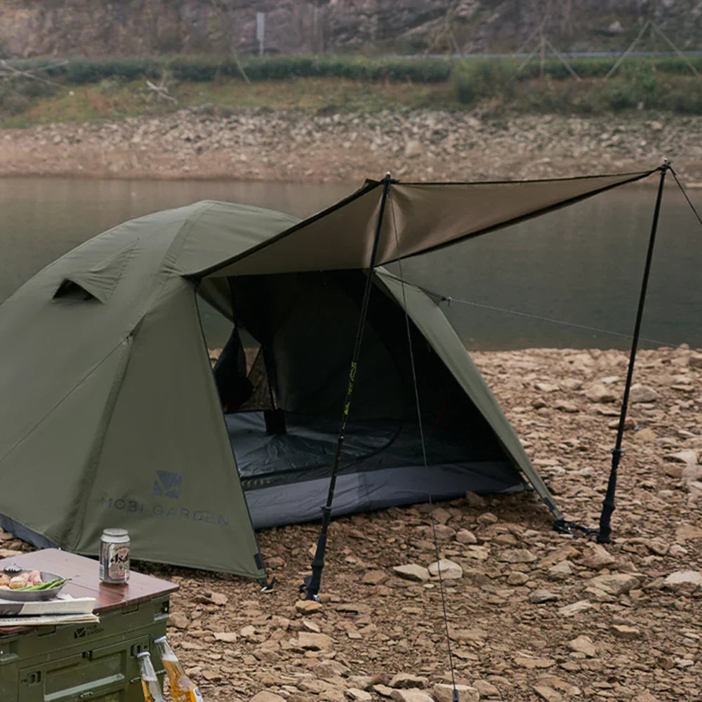 Double-Layer Camping Tent Olive Green Tents - Tophatter Daily Deals