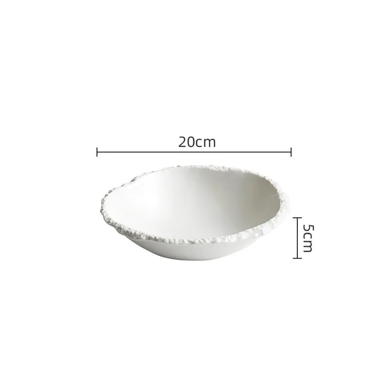 White Porcelain Rock Edge Soup Bowl Modern Tableware A 8inch - Tophatter Daily Deals