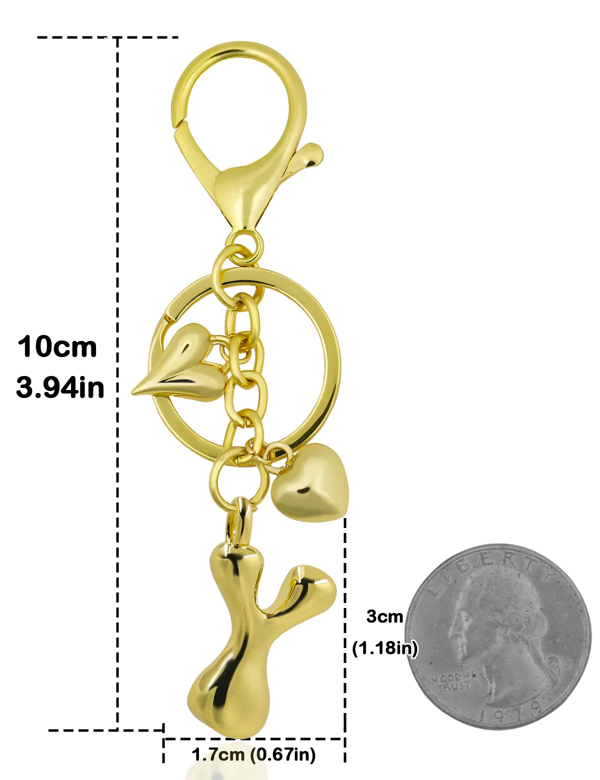 Personalized Keychain Gold Bubble Letter Bag Charm Gift Y - Tophatter Daily Deals