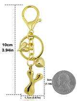 Personalized Keychain Gold Bubble Letter Bag Charm Gift Y - Tophatter Daily Deals
