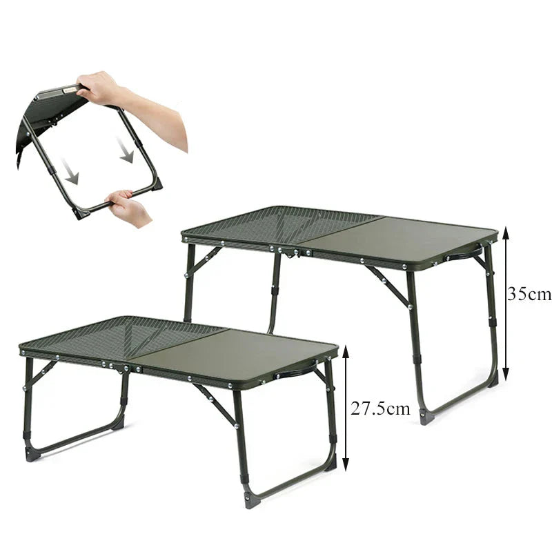 Adjustable Camping Table with Dual Surface Panels Green Camp Furniture - Tophatter Daily Deals