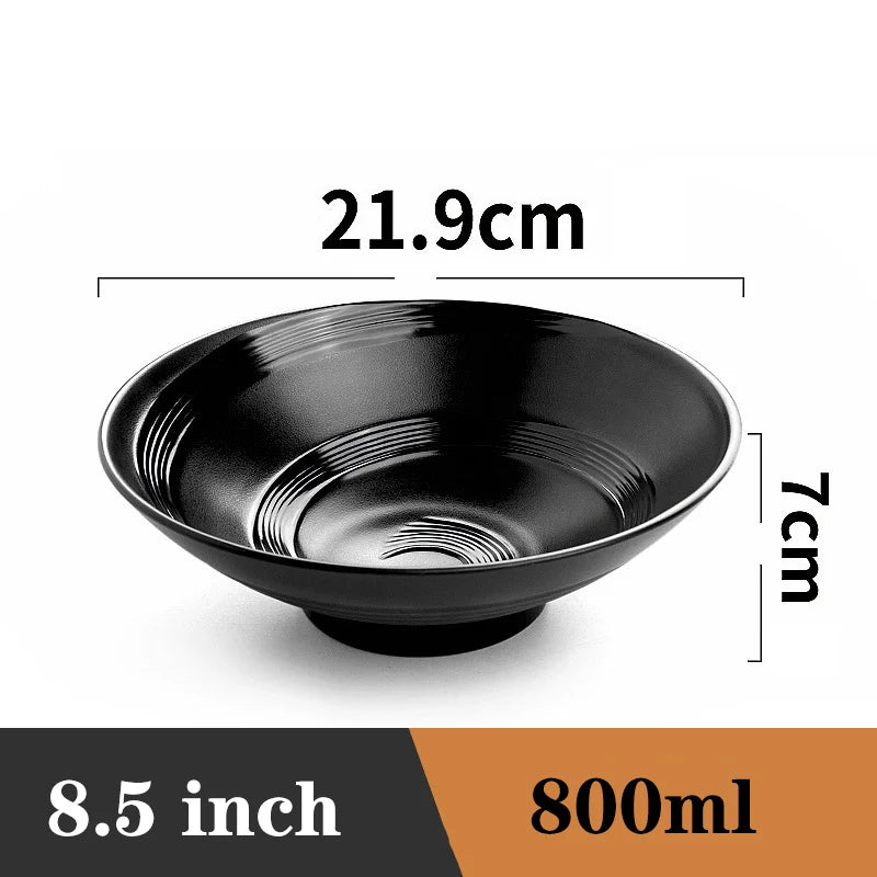 Ramen Bowl Black Plastic Japanese Style Noodle Bowl 185 8.5 inch - Tophatter Daily Deals