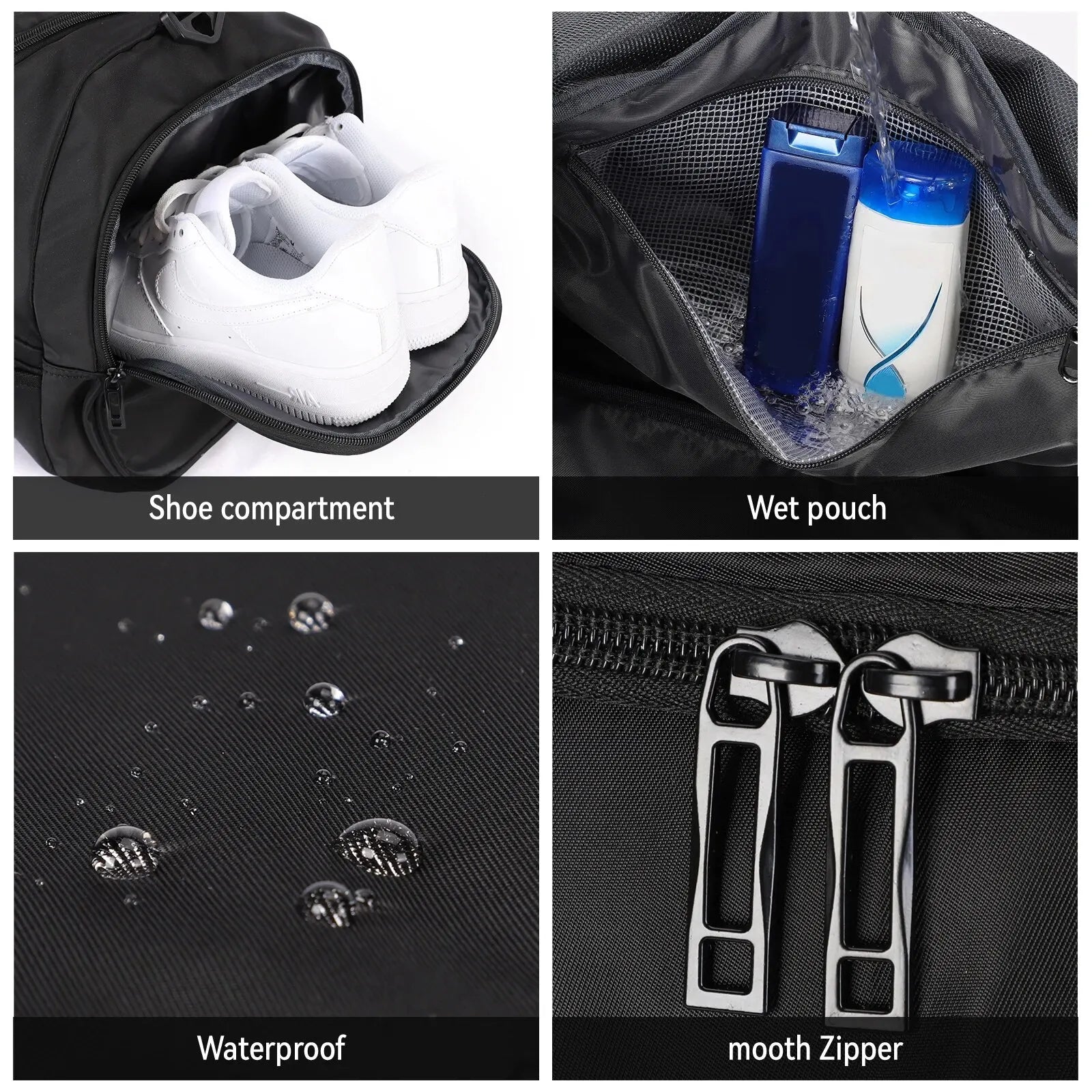 40L Foldable Sports Gym Travel Duffel Bag Black Duffel Bags - Tophatter Daily Deals